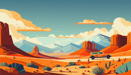 Illustrazione vettoriale del Grand Canyon al tramonto d'estate