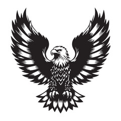Obraz premium American eagle black silhouette vector, Simple silhouette Design vector icon with white background. Wild Animal Vector. Bird Vector