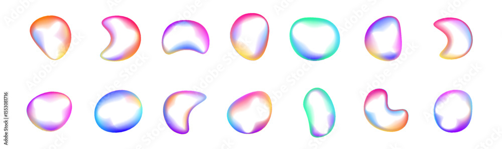 Poster Abstract colorful watercolor mesh blurred frame on isolated transparent background in png format. Set of isolated vector elements on a white background.	