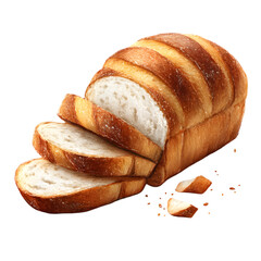 Sliced Loaf of Artisan Bread on Transparent Background