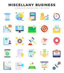 Set of Miscellany Business icons in Flat style. High quality Flat Icons symbol collection.