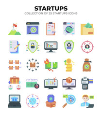 Collection of 25 Startup Icons. Business. Finance. and Technology