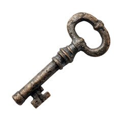 Rustic Antique Key on Transparent Background