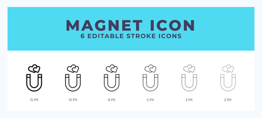 Magnet icon. Regular line. Thin line. Bold line. Vector illustration.