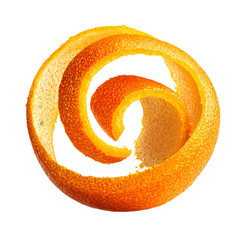 Orange Peel Zest Spiral on transparent background