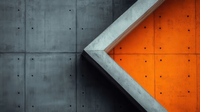 An eye-catching composition of angular geometric shapes in gray and orange, creating a striking contrast that represents modern architecture and design principles.