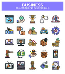 Collection of 25 Business Icons: Marketing. Finance. E-commerce. and Management