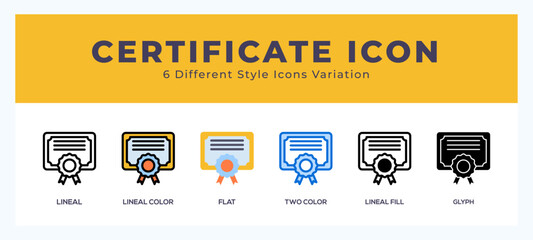 Certificate icon set pack vector illustration.