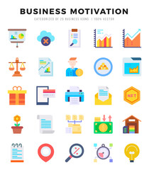 Set of BUSINESS MOTIVATION icons. Vector Illustration.