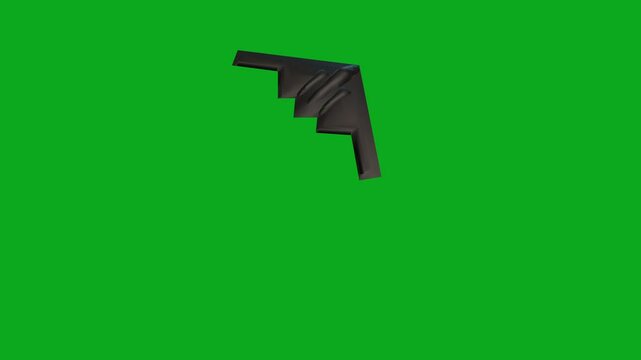 B2 stealth bomber flight on green background.