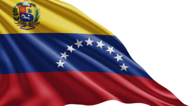Venezuelan flag in a flowing motion on transparent, png