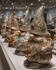 Ornate gnomes adorned with precious stones.