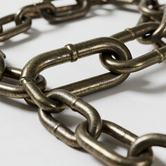 Obraz premium Closeup of a metallic chain isolated on white background
