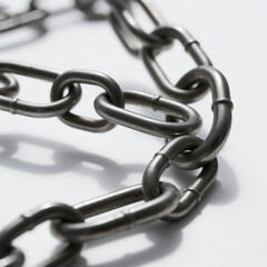 Obraz premium Closeup of a metallic chain isolated on white background