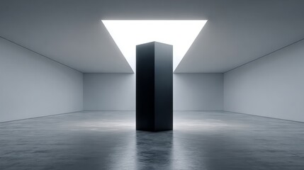 Empty modern room with a dark prism.