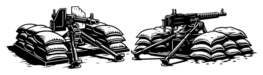 Machine gun emplacements – military defense vector