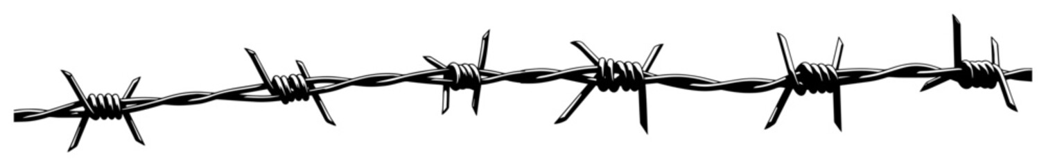 barbed wire horizontal vector in black and white