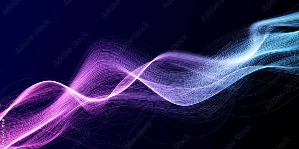 Poster Abstract blue background with glowing lights Digital Waves. Gradient tones overlay with subtle glow Motion effect. Digital graphic and sound wave voice technology vibrate and music background.
