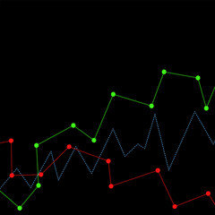 Stock market illustration on black background, business strategy and business concept in global market