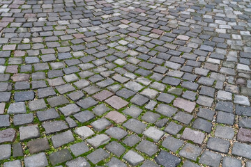 town square of a european city made of gray stone close-up