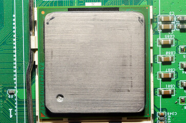 Computer processor close-up, modern technologies and production of components