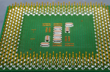 Computer processor close-up, modern technologies and production of components