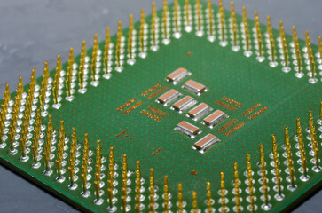 Computer processor close-up, modern technologies and production of components