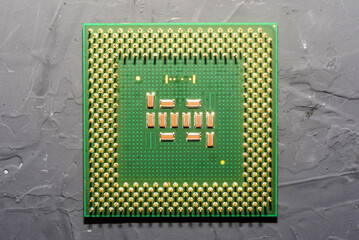 Computer processor close-up, modern technologies and production of components