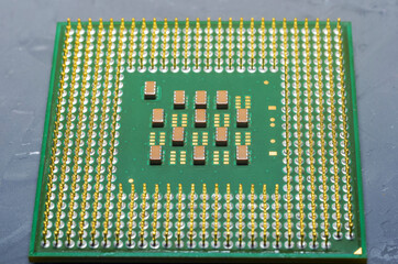 Computer processor close-up, modern technologies and production of components