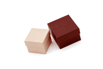 couple of holiday gift boxes with on white background