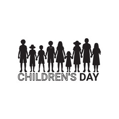 National Aboriginal & Torres Strait Islander Children's Day Silhouette Vector Illustration, Solid White Background.