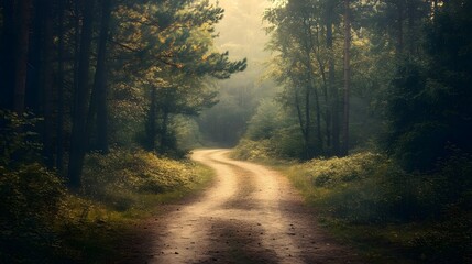 Fototapeta premium Enchanting Vintage Magic Forest Road