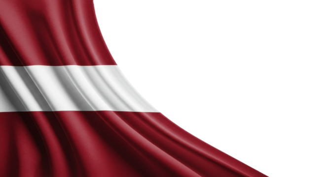 Latvian flag draped isolated on transparent, png