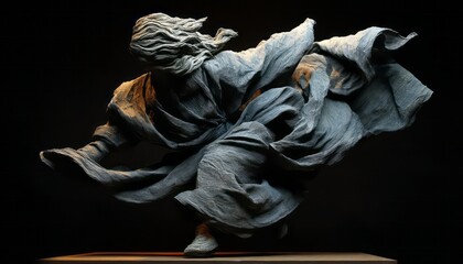 Naklejka premium Dynamic figure sculpted in muted tones.