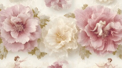 Elegant Pink and Beige Floral Seamless Pattern