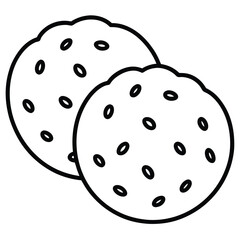 Chocolate Cookies line art Vector Set icon
