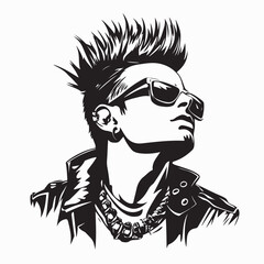 Young Man with Punk Fashion Look in Unique and Expressive Vector Image