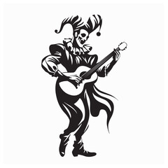 Jester Playing Guitar in a Colorful and Fun Vector Design for Entertainment