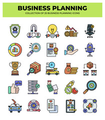 Collection of 25 Business Planning Icons: Strategy. Marketing. and Finance