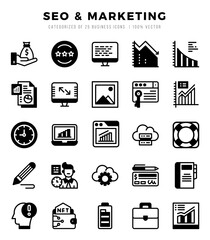 SEO & Marketing icons set. Collection of simple Lineal Filled web icons.