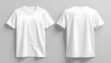 White blank t-shirt template, a versatile cotton top for men, perfect for casual wear, fashion design, or sport, featuring front and back views with short sleeves