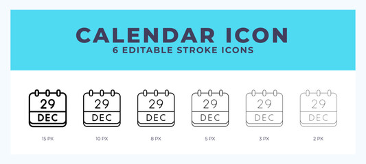 Calendar december line icon symbol. Logo. Icon vector illustration with editable stroke.
