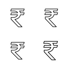 Indian Rupee Currency Icons: Minimalist Line Art Illustrations for Finance, Banking, and Investment Websites.