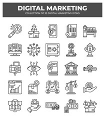 Collection of 25 Digital Marketing Icons: Boost Your Business Growth