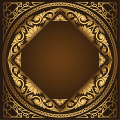 Golden ornate decorative vintage blank card