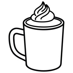 Hot Chocolate Mug Vector line art cup of coffee
