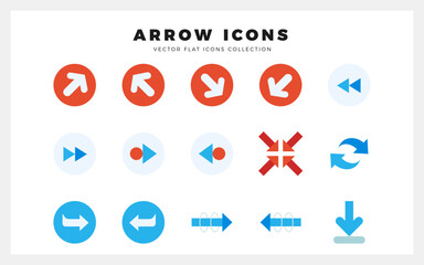 15 Arrows Flat icon pack. vector illustration.
