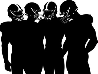 American football players  sports action athletes black vector bundle