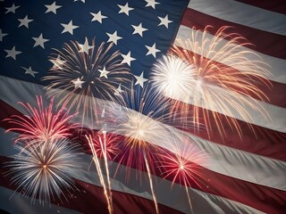 American flag with fireworks patriotic celebration independence day july fourth background image stock photo