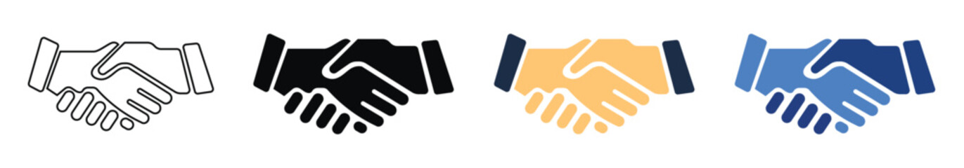 Partnership in the making: a collection of web icon illustrates a handshake, embodying agreement, cooperation, and the forging of a connection. Representing collaboration and solidarity.